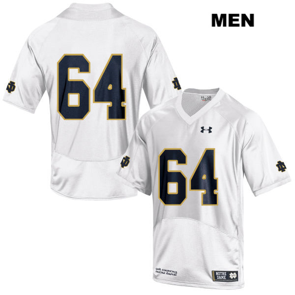 Men's NCAA Notre Dame Fighting Irish #64 Max Siegel Stitched College Under Armour Authentic White No Name Football Jersey FU10Z11QT